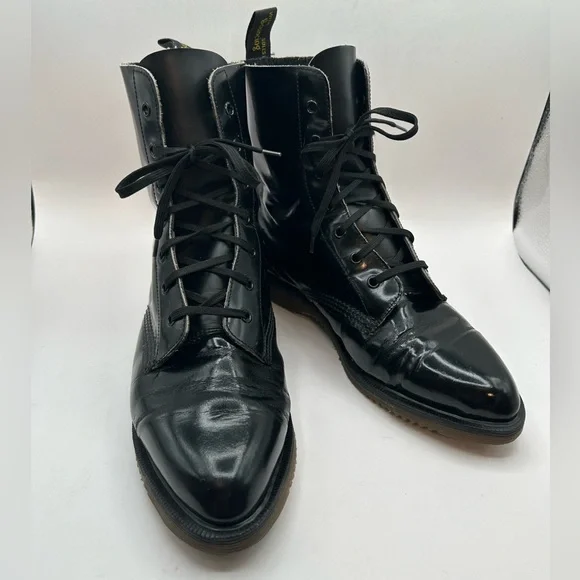 RARE VINTAGE DR. Marten Pointed Toe Black Leather 7 Eye Boot Made in England M8 - Picture 6 of 16